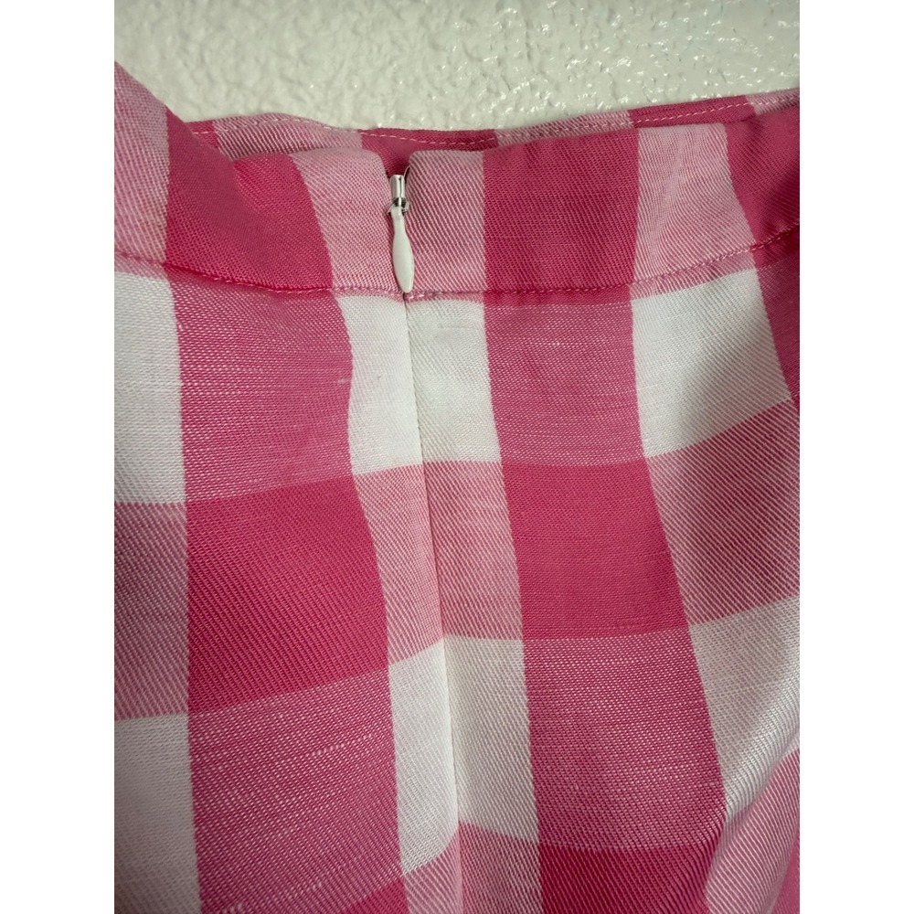 Talbots Pink White Gingham Check Pencil Skirt Size 16 Lined Back Vent Midi - Picture 7 of 10